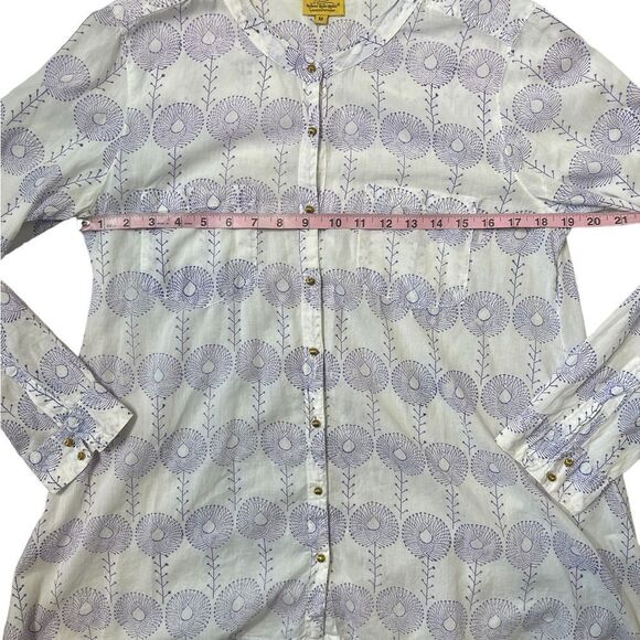 Roberta Roller Rabbit Lightweight 100% Cotton Button Down Patterned Top - Picture 11 of 14